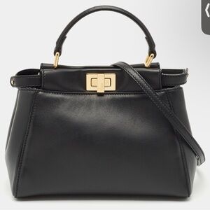 black FF Peekaboo Mini bag in nappa leather with gold-tone hardware